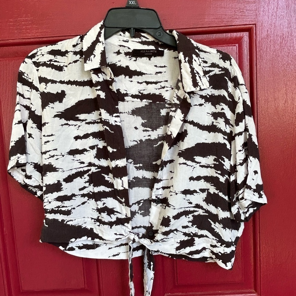 All Saints Brown and White Blouse